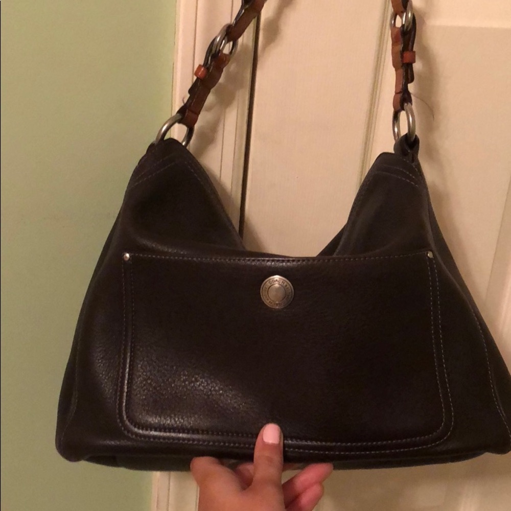 Chocolate Leather Coach Shoulder Bag